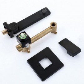 Black Basin Faucet Wall Mount Baking Paint Cold Hot Water For Bathroom