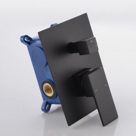 Black Recessed Waterfall Shower Faucet With Wall-Mounted Shower Head For Bathroom