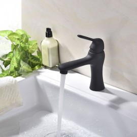 Black Basin Faucet Baking Paint Hot Cold Water For Bathroom