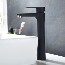 Black Basin Faucet Baking Paint Hot Cold Water For Bathroom