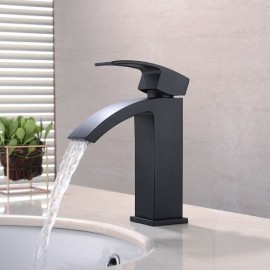 Black Basin Faucet Baking Paint Cold Hot Water For Bathroom