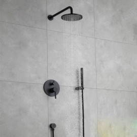 Recessed Shower Faucet With Hand Shower Black Paint For Bathroom
