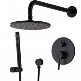 Recessed Shower Faucet With Hand Shower Black Paint For Bathroom