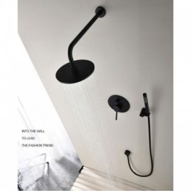 Recessed Shower Faucet With Hand Shower Black Paint For Bathroom