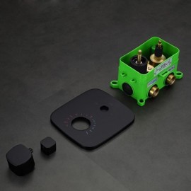 Recessed Shower Faucet With Hand Shower Mixer Knob Black Paint For Bathroom