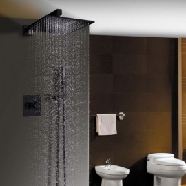 Recessed Shower Faucet With Mixer Hand Shower Black Paint For Bathroom