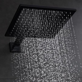 Recessed Shower Faucet With Mixer Hand Shower Black Paint For Bathroom
