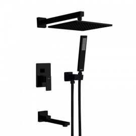 Recessed Shower Faucet With Hand Shower Black Paint For Bathroom