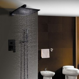 Recessed Shower Faucet With Hand Shower Black Paint For Bathroom