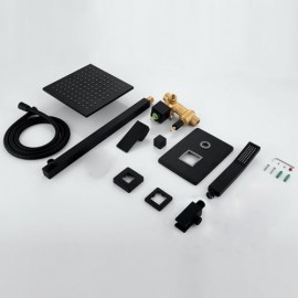 Recessed Shower Faucet With Hand Shower Black Paint For Bathroom