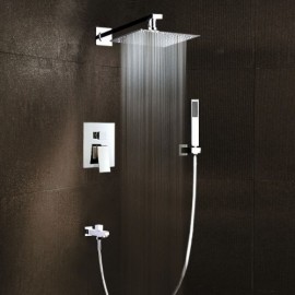 Recessed Chrome Shower Faucet With Hand Shower For Bathroom