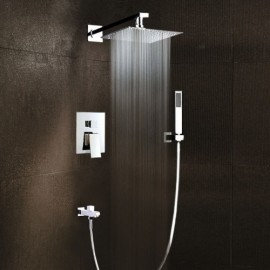 Recessed Chrome Shower Faucet With Hand Shower For Bathroom