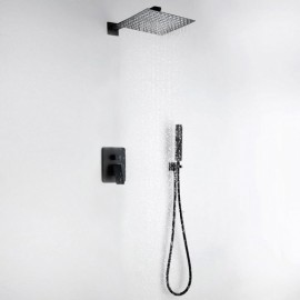 Shower Faucet With Recessed Black Copper Faucet For Bathroom