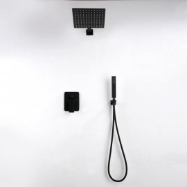 Shower Faucet With Recessed Black Copper Faucet For Bathroom