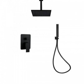 Shower Faucet With Black Copper Recessed Shower Head For Bathroom