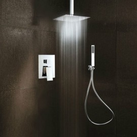 Shower Faucet With Recessed Chrome-Plated Copper Shower Head For Bathroom
