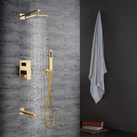 Shower Faucet With Recessed Gold Copper Faucet For Bathroom