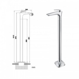 Copper Bathtub Faucet Chrome Mixer For Bathroom