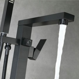 Bathtub Faucet With Brass Handshower Black Mixer For Bathroom