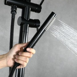 Bathtub Faucet With Brass Hand Shower Black Mixer For Bathroom