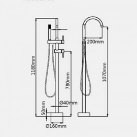 Bathtub Faucet With Brass Hand Shower Black Mixer For Bathroom