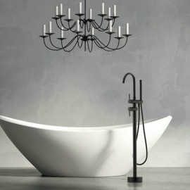 Bathtub Faucet With Brass Hand Shower Black Mixer For Bathroom