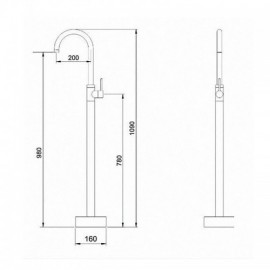 Brass Bathtub Faucet H109Cm Black Mixer For Bathroom