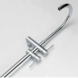 Bathtub Faucet With Brass Handshower Chrome Mixer For Bathroom