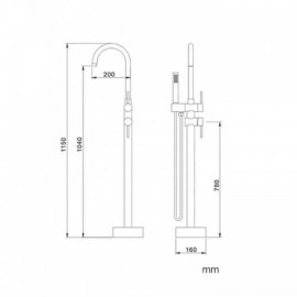 Bathtub Faucet With Brass Handshower Chrome Mixer For Bathroom