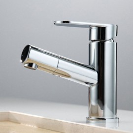 Faucet With Spray Chrome-Plated Brass