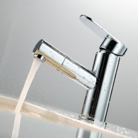 Faucet With Spray Chrome-Plated Brass