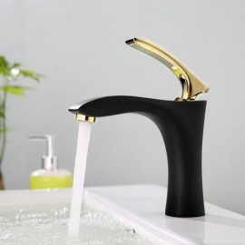 Black Painted Brass Sink Faucet For Bathroom