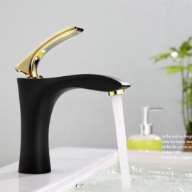 Black Painted Brass Sink Faucet For Bathroom