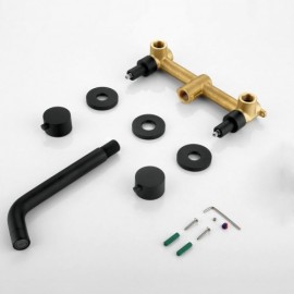 Black Copper Bathroom Tub Faucet 2 Handles 3 Holes