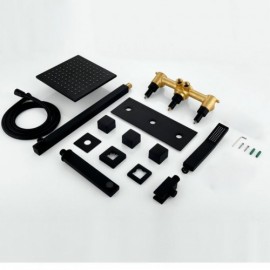 Recessed Shower Faucet With Black Copper Hand Shower For 6-Hole Bathroom