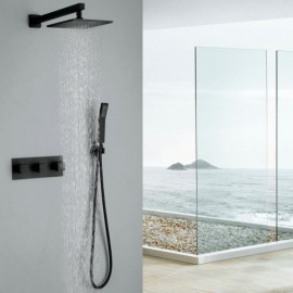 Shower Faucet With Black Copper Hand Shower For 5-Hole Bathroom