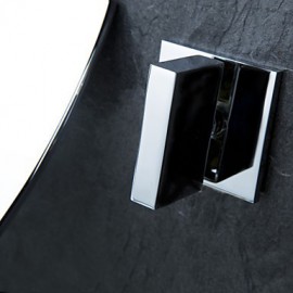 Wall Mounted Two Handles Three Holes in Chrome Bathroom Sink Tap