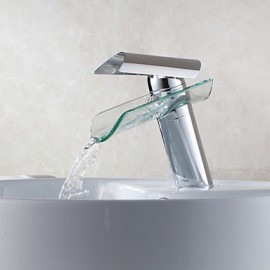 Bathroom Sink Tap in Glacier Bay Design Glass Spout Waterfall Tap