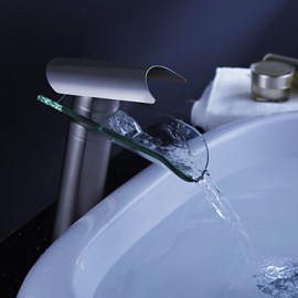 Vessel Single Handle One Hole in Nickel Brushed Bathroom Sink Tap