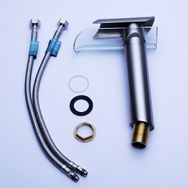 Vessel Single Handle One Hole in Nickel Brushed Bathroom Sink Tap