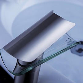 Vessel Single Handle One Hole in Nickel Brushed Bathroom Sink Tap