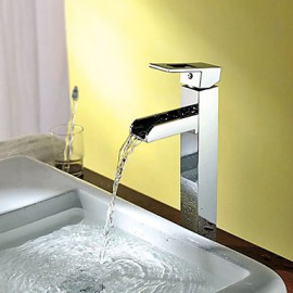 Waterfall Bathroom Sink Tap Contemporary Chrome Brass Vessel
