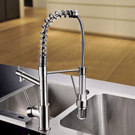 Kitchen Tap LED / Centerset / Pull out with Brushed Single Handle One Hole