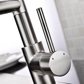 Kitchen Tap LED / Centerset / Pull out with Brushed Single Handle One Hole