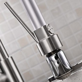 Kitchen Tap LED / Centerset / Pull out with Brushed Single Handle One Hole