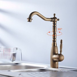 Deck Mounted Single Handle One Hole with Antique Brass Kitchen Tap