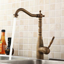 Deck Mounted Single Handle One Hole with Antique Brass Kitchen Tap