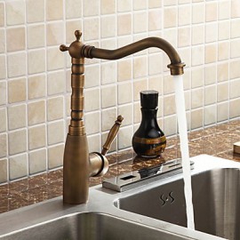 Deck Mounted Single Handle One Hole with Antique Brass Kitchen Tap