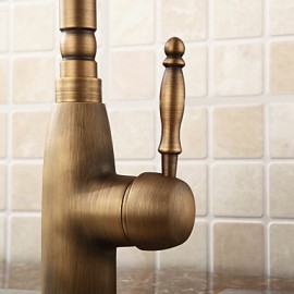Deck Mounted Single Handle One Hole with Antique Brass Kitchen Tap
