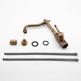 Deck Mounted Single Handle One Hole with Antique Brass Kitchen Tap